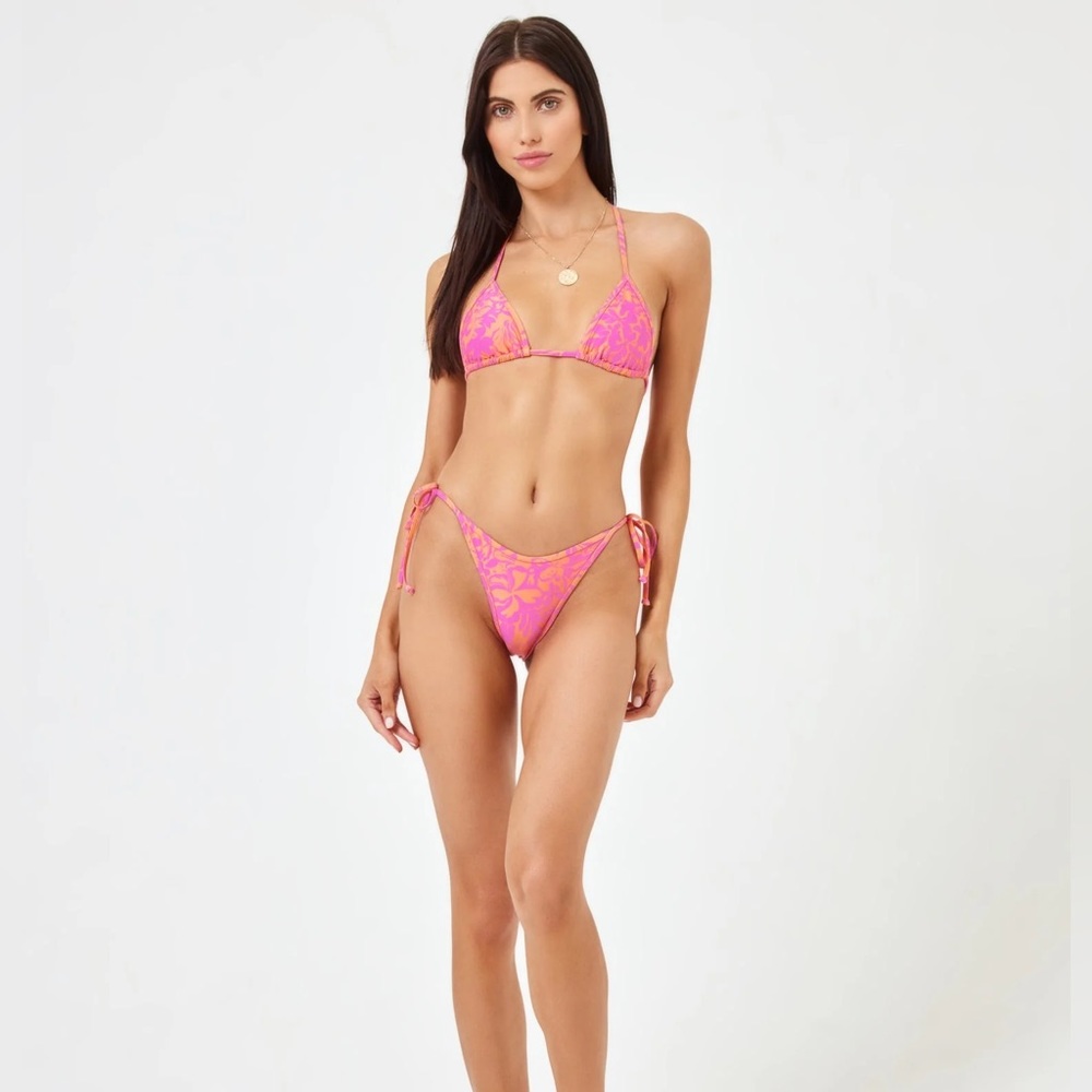 L*Space Printed Aspen Bikini Top & Bottoms - Path to Paradise Tropical Pink